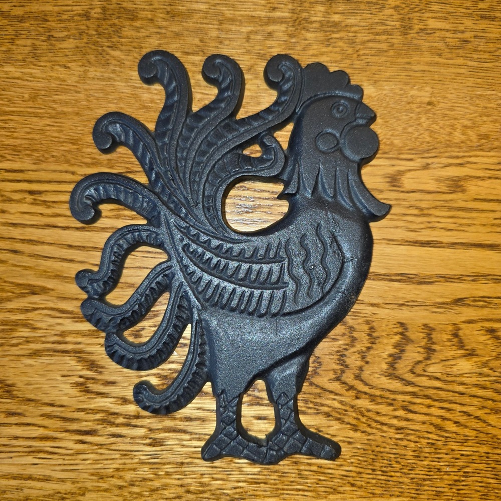 Wilton Vintage Cast Iron Rooster Trivet Black‎ Farmhouse Kitchen Wall Decor